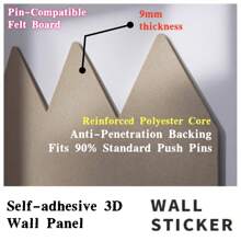 1pc Self-Adhesive Wear-Resistant Anti-Collision Wall Panel, Multi-Purpose Household Creative Wall Sticker, Nordic Minimalist Geometric Wall Decor, Polyester Felt Material Backdrop Cover, Suitable For Bedroom, Office, Classroom Wall Decoration, Reusable Photo Display Board, Memo Bulletin Board