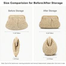 Straw Dumpling Clutch Bag - Woven Straw Tote Clutch Purse Women - Summer Beach Bag - Wicker Clutch - Màu be - Xem 3