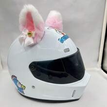 2 pièces Décoration de casque avec oreilles de chat et clochette dorée, oreilles en peluche pour casque, accessoires de casque de moto de ski, oreilles de chat pour casque, accessoire adhésif en peluche pour casque de vélo et de moto, décoration de casque pour Noël, Halloween, Jour des Morts