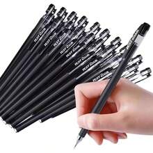 15 支速干中性笔，0.5 毫米，黑色墨水 - 书写流畅，超干，口袋夹设计圆珠笔，非常适合签名、办公室和学校使用