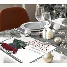 Juego de 4/6 Manteles individuales decorativos de lino estampados con motivos navideños de árboles de Navidad y muñecos de nieve adorables, aptos para mesas de comedor, decoraciones multifuncionales para festivales de primavera, verano, otoño e invierno, de estilo moderno, lavables, resistentes al calor y a las manchas, para decoración de habitaciones, manteles, posavasos, manteles de mesa de cocina, decoración de fiestas, decoración del hogar, regalos navideños ideales