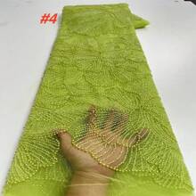 Luxury African Heavy Beads Lace Fabric 2025 High Quality Nigerian French Mesh Sequined Lace Material For Women Wedding Dresses Sewing