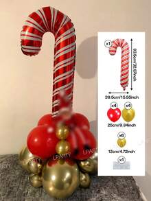 10 piezas/19 piezas/15 piezas Globos decorativos para fiesta de Navidad, renos gigantes, bastones de caramelo globos de papel de aluminio, globos rojos con forma de estrella de 18", globos transparentes de 24" (para envolver regalos), globos de látex rojos y dorados metálicos de 10", globos de látex rojos y dorados metálicos de 5", adecuados para Año Nuevo, Nochevieja, decoración de habitación 2026, arreglo interior - Multicolor - Ver 13