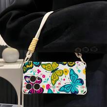 Funda para teléfono (1 unidad) estilo retro, pequeña, para móvil 16 Plus, con cordón, 13 Pro Max, para mujer, 12, de silicona suave, 14, con cobertura total de lente, esquinas reforzadas, anticaídas, estilo de celebridad, 15, linda y protectora - Blanco - Ver 3