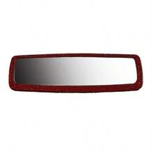 Espejo retrovisor plano ovalado para automóvil, accesorio de espejo retrovisor interior anti-niebla y anti-reflejo con decoración de diamantes, se ajusta a la mayoría de los vehículos