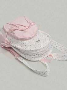 Mochila de estilo coreano para la escuela con patrón de lunares y lazo, para niña. Mochila femenina de color rosa suave, adecuada para la escuela secundaria y la universidad. Bolsa de viaje portátil.