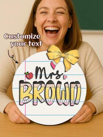 Personalized Teacher Name Door Sign-14 Styles, Teacher Appreciation Gift, Custom Teacher Name Door Hanger, Classroom Decor, Teacher Gift, Welcome Sign,Due To Different Production Batches,There May Be Some Color Differences;