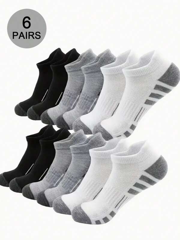 6 /1Pair Of Men's Socks,Sports Socks, Basketball Socks, Football Socks, Invisible Socks, White Socks, Short Socks, Black Socks, Low-Top Short Socks, Ankle Socks, Double Line Non-Slip Design, Moisture Wicking, Soft And Breathable, Suitable For Business And Leisure, Outdoor Sports, College Style, Four Seasons Daily Wear, Invisible Socks And Short Socks, For Gym