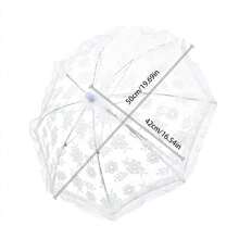 1pc Mini Lace Umbrella, Wedding Photography Prop Umbrella, Solid Color Lace Woven Dance Umbrella, Vintage Parasol, Decorative Umbrella Summer Cooling,Beach,Travel