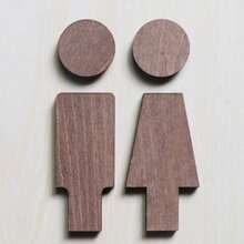 2pcs Cute Male/Female Bathroom Sign, 6.6" Creative Wood/Acrylic Unisex Restroom/Bathroom Door Plate, Novelty Wooden Male Female Toilet Signs Decorative Set - Multicolor - View 18