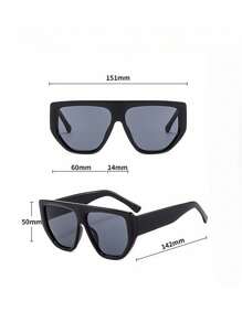 1pc Women's Fashion Leopard Print Square Large Frame Glasses, Black, Fashionable For Party, Gathering, Beach, Festival, High-End Fashion Shield Shape Shades