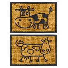 Coir Front Door Mat - Stylish Cursive Design Natural Coconut Fiber Entryway Doormat For Outdoor Use - Set Of 2 - Durable & -Friendly Floor Mats