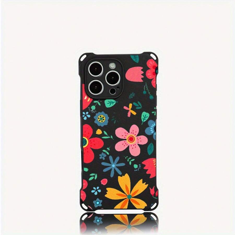 Funda para teléfono (1 unidad). Diseño con estampado floral de dopamina. Incluye orificios para colgar en las cuatro esquinas. Compatible con 12 Pro, 16, 15, 14 Plus y 13. Funda blanda impresa en TPU. - Colores mixtos 2 - Ver 1