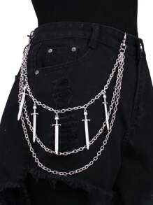 Sortierte Stile stilvolle Taillen-Accessoires, langer Schwert-Anhänger Hüftkette, mehrschichtige Metallinvintage-Körperkette, sexy Taillendekoration geeignet für verschiedene Anlässe, schöne, vielseitige Lässig Kleidung