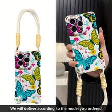 Funda para teléfono (1 unidad) estilo retro, pequeña, para móvil 16 Plus, con cordón, 13 Pro Max, para mujer, 12, de silicona suave, 14, con cobertura total de lente, esquinas reforzadas, anticaídas, estilo de celebridad, 15, linda y protectora - Blanco - Ver 6