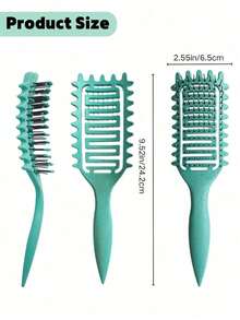 2025 新款通风卷发梳，用于塑造和定型卷发。1 件卷发梳，由 Candybrush 设计，椭圆形梳子顶部，适用于抚平、塑造和固定女性和男性的卷发，不易拉扯，返校用品 - 彩色 - 查看 3