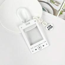 1pc Acrylic Creative Card Holder, Photo ID Badge Protection Case With Double Loop Retractable Lanyard Acrylic Pendant,School Supplies,Back To School - Multicolor - View 4