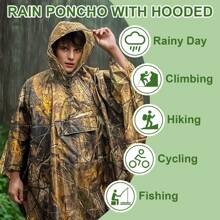 3-In-1 Multifunctional Hooded Rain Poncho With Neckline Buttons, Portable Raincoat With Pockets , Lightweight Rain Jacket For Adult Outdoor Activities