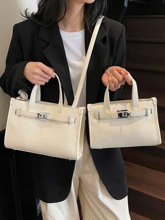 1 st handväska i enfärgad PU-djurtryck med presentkort, liten fyrkantig väska av hög kvalitet för kvinnor, enkel, avslappnad axelväska