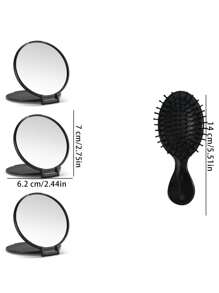 6/12 piezas Espejo de maquillaje pequeño y redondo, plegable y portátil, para uso diario y de viaje, regalo para el Día de la Madre (Negro)