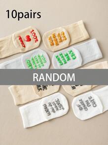 10 pares de calcetines de tobillo antideslizantes de colores arcoíris variados para niños pequeños, cómodos para niños y niñas, para todas las estaciones