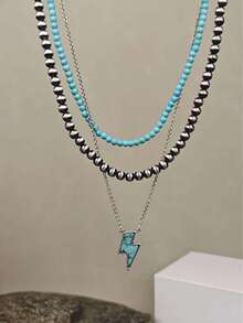 Collar colgante con rayo de imitación de perla y turquesa para mujeres, perfecto para fiestas, viajes y vacaciones - estilo 1 - Ver 18