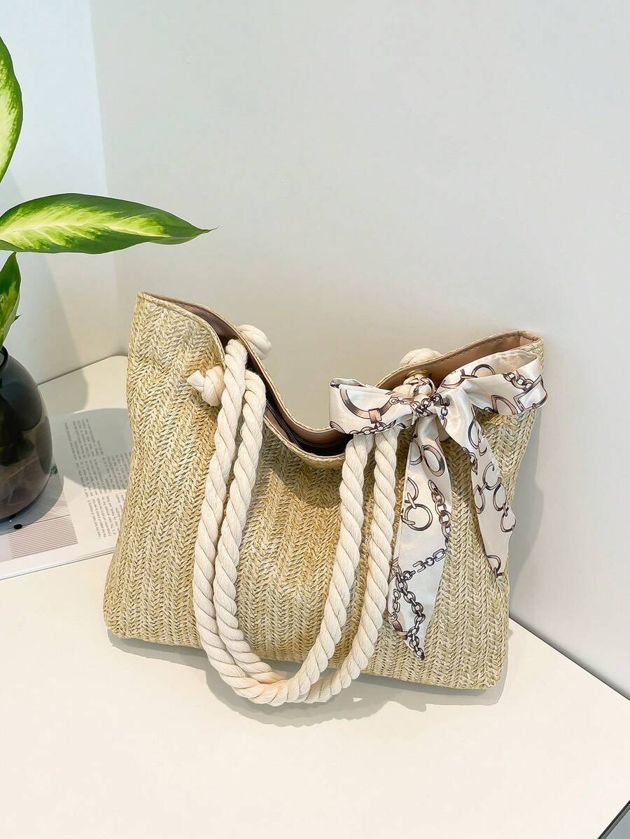 Small Floral Print Scarf, Decor For Vacation Shoulder Bag