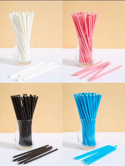 10/25/50/100pcs Disposable Paper Straws, Solid Color Paper Straws, Party Straws, Birthday Party Decorations, Candy Support Sticks, Suitable For Cocktails, Birthdays, BBQs, Events And Celebrations