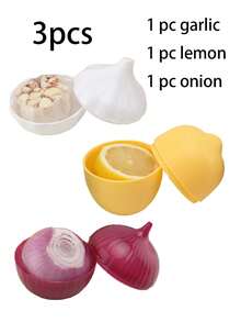 1/3/6个装水果蔬菜造型食品保鲜盒 - 牛油果、柠檬、洋葱、番茄、大蒜、甜椒保鲜盒，多功能厨房食品保鲜盒，适用于冰箱储存、露营、用餐和食品准备 - 彩色 - 查看 10