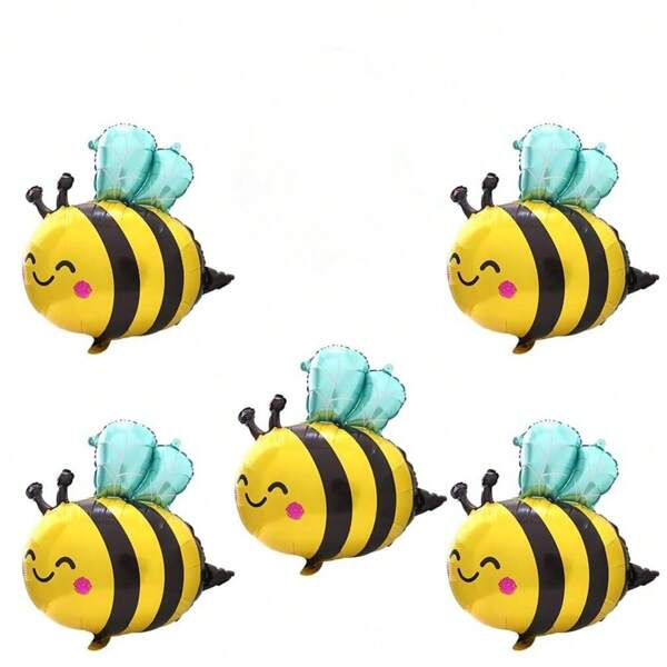 5pcs Cute Cartoon Bee Animal Balloons, Suitable For Baby Birthday Party