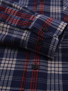 Fleece Padded Autumn Winter Men's Top, Flannel Shirt, Buttoned Pockets, Jacket, Short Plush Plaid, Multi-Color Home, Outdoor Cold-Resistant, Warm Shirt, Holiday Gifts - Xanh Malachite - Xem 2