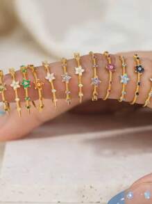 1pc Personalized Custom Gemstone Ring - Custom December Birthstone Small Flower Open Ring Custom Women's Fashion Ring As A Birthday Gift/Christmas Gift/Thanksgiving Gift/New Year Gift For Friends/Family/Partner