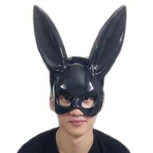 1 Stück schwarze Hasenmaske, Halbgesichtsmaske für Erwachsene, Halloween Party Kostüm Cosplay Requisite
