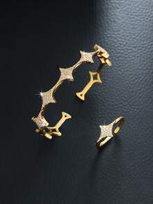 1 套铜材质中东流行发光精致手链和戒指豪华礼品套装，适合日常佩戴 - 手鐲+戒指 - 查看 18