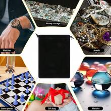 30pcs/20pcs/10pcs/1pc Wedding Party DIY Material Package Box - Velvet Jewelry Pouches, Gift Drawstring Bags, Black Gift Packaging Bags For Valentine's Day, Mother's Day - Black - View 5