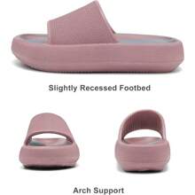 Local Delivery Cloud Memory Foam Cushion Recovery Pillow Sandals For Women And Men Non-Slip Comfort Quick Drying House Shower Slippers - One Piece- Blush - 查看 2