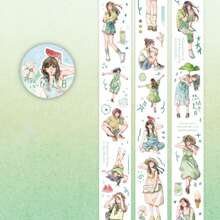 1 Roll Hand-Painted Artistic DIY Decorative Vintage Washi Tape, Life Series, Suitable For Gifts, Office, Home, Marking, Labeling, Classroom, Entertainment Toys, Student Planner Creative Retro DIY Decorative Stickers, School Supplies, Back To School