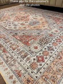 Vintage European Bohemian Oriental All-Over Upgraded Fabric & Material Delicate Clear Decorative Crystal Velvet Rug, With Striped Texture, Soft Crystal Velvet Material Without Pile, Suitable For Bedroom, Living Room, Closet, Children's Room, Multi-Purpose Room, Casual Home Decor, Room Decor, Exotic Style Carpet, Easy Cleaning And Maintenance For Home Use - Red - View 5