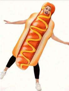 Nezababy 万圣节热狗服装成人趣味食物套装男女化装扮装角色扮演 - 彩色 - 查看 4