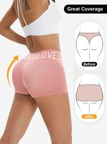 LianShengFa 6pcs Letter Waistband Seamless High-Waist Shaping Panties,High Stretch Breathable Mesh Fabric Women's Underwear, Comfy Soft Fit Ladies Briefs