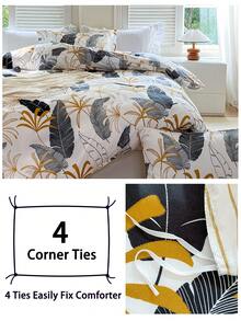 三件套花卉图案被套，采用超柔软透气的优质超细纤维面料制成，四季皆宜，可机洗，不易褪色，不易起球，不易缩水，不易起皱，时尚波西米亚/农舍/现代简约卧室装饰，易于打理，适合单人床/双人床/大号床/特大号床，是家庭、宿舍、公寓、酒店、度假租赁和送礼的理想之选。 - 彩色 - 查看 6