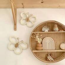 2pcs 3D Handmade Woven Butterfly Wall Decor, Nordic Boho Style! Cute Wall Hanging Ornaments For Kids Room, Living Room, Bedroom, Home Decor, Daily & Holiday, Shopping Mall Atmosphere Props, Create A Cozy Space - Multicolor - View 4