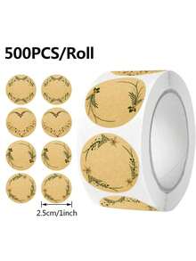 500 pièces/rouleau Étiquettes rondes blanches en papier kraft 2,5 cm, étiquettes autocollantes manuscrites, étiquettes de scellage, étiquettes décoratives - Multicolore - Voir 6