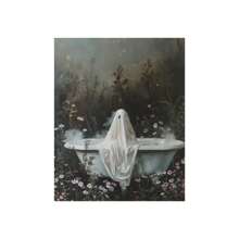 1 件浴缸里的鬼魂，万圣节装饰，鬼魂浴室印刷品，艺术海报印刷品，黑暗学院，复古海报，哥特式绘画，恐怖万圣节墙壁艺术，适用于宿舍、浴室、客厅、房间墙壁装饰，裱框艺术，易于悬挂