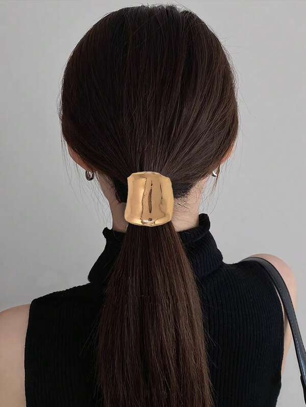 1pc Metallic Hollow Out Hairpin Ponytail Holder With Teeth Street