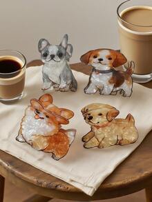 1 件可爱雌性动物狗形 PVC 中号发夹适合日常使用，是送给女孩的最理想礼物，适合夏季、春季、秋季、冬季、返校季节、日常旅行、聚会、海滩派对、佩戴发饰时尚发夹秋季配饰