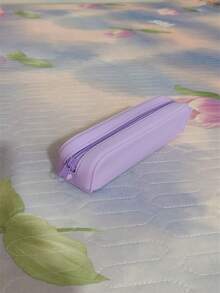 New Large Capacity Silicone Solid Color Pencil Case, Student Stationery Organizer Bag, Rectangular Silicone Pencil Box, Cosmetics Storage Pouch - Multicolor - View 13