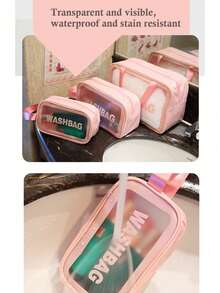 3 件/1 件 PVC 防水化妆包、透明大容量浴室包、PU 防水便携式洗漱包、女士手持旅行收纳包、PVC 透明大容量化妆收纳包、悬挂式洗漱包旅行必备包，适合学校度假度假返校用品洗漱包防水洗漱包