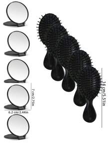 6/12 piezas Espejo de maquillaje pequeño y redondo, plegable y portátil, para uso diario y de viaje, regalo para el Día de la Madre (Negro)