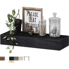 QEEIG Floating Shelf For Wall Bathroom Shelves Bedroom Kitchen Living Room Farmhouse Small Book Shelf 16 Inch Set Of 1, Black (015-B1) - 1pc - 查看 9